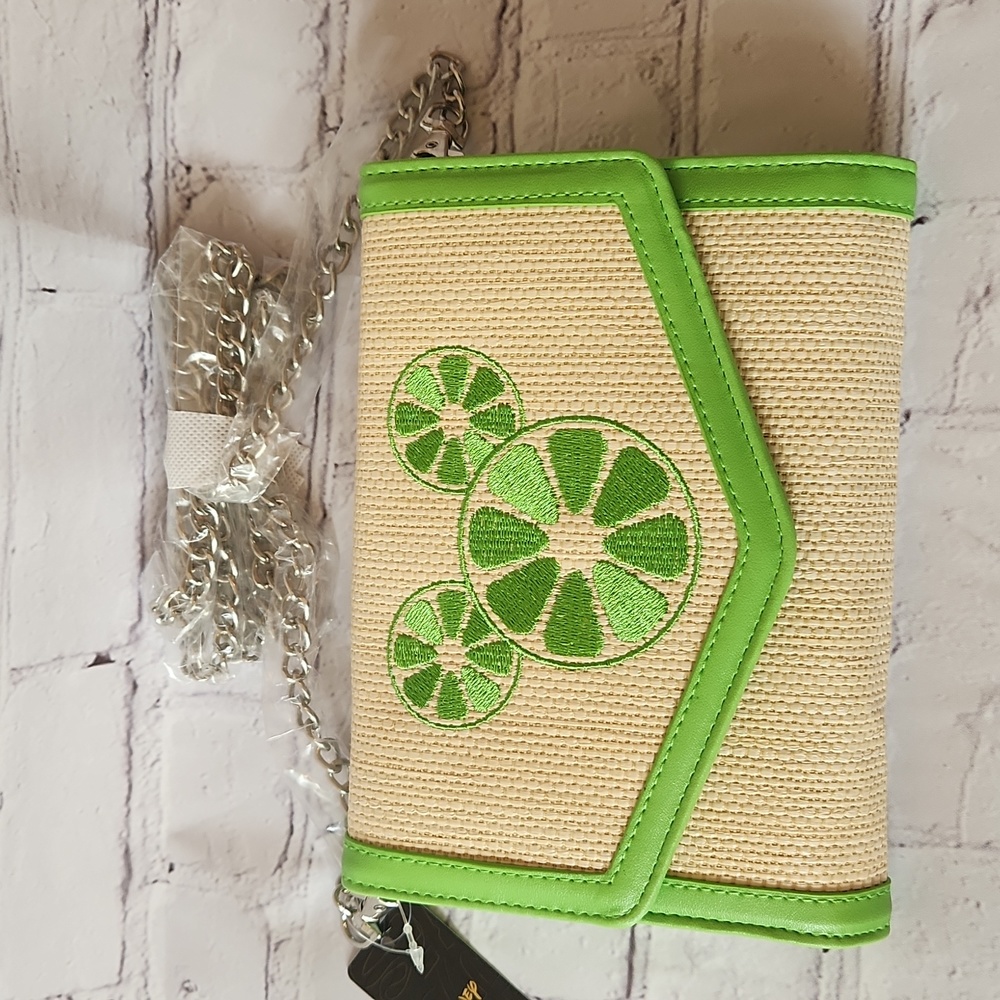 NWT Mickey Mouse Embroidered Raffia Collection Citrus Crossbody
